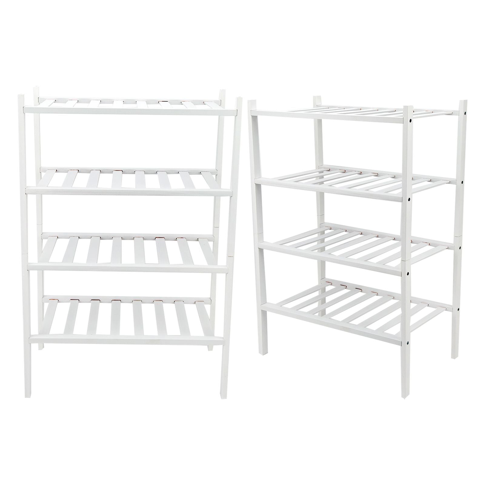 4 Tier Shoe Rack White Stackable Shoes Rack Organizer Multifunctional Bamboo Shoe Rack for Home Hotel Dorm V1294-YM0521-3117230094411