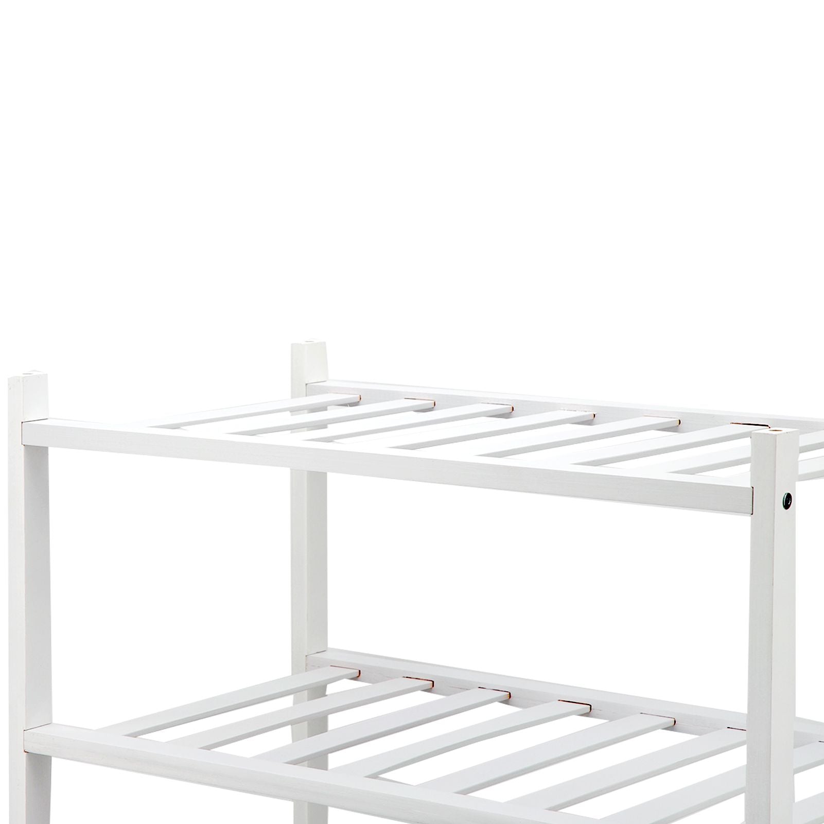 4 Tier Shoe Rack White Stackable Shoes Rack Organizer Multifunctional Bamboo Shoe Rack for Home Hotel Dorm V1294-YM0521-3117230094411