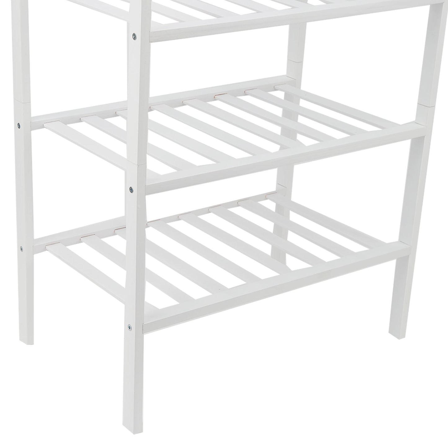 4 Tier Shoe Rack White Stackable Shoes Rack Organizer Multifunctional Bamboo Shoe Rack for Home Hotel Dorm V1294-YM0521-3117230094411