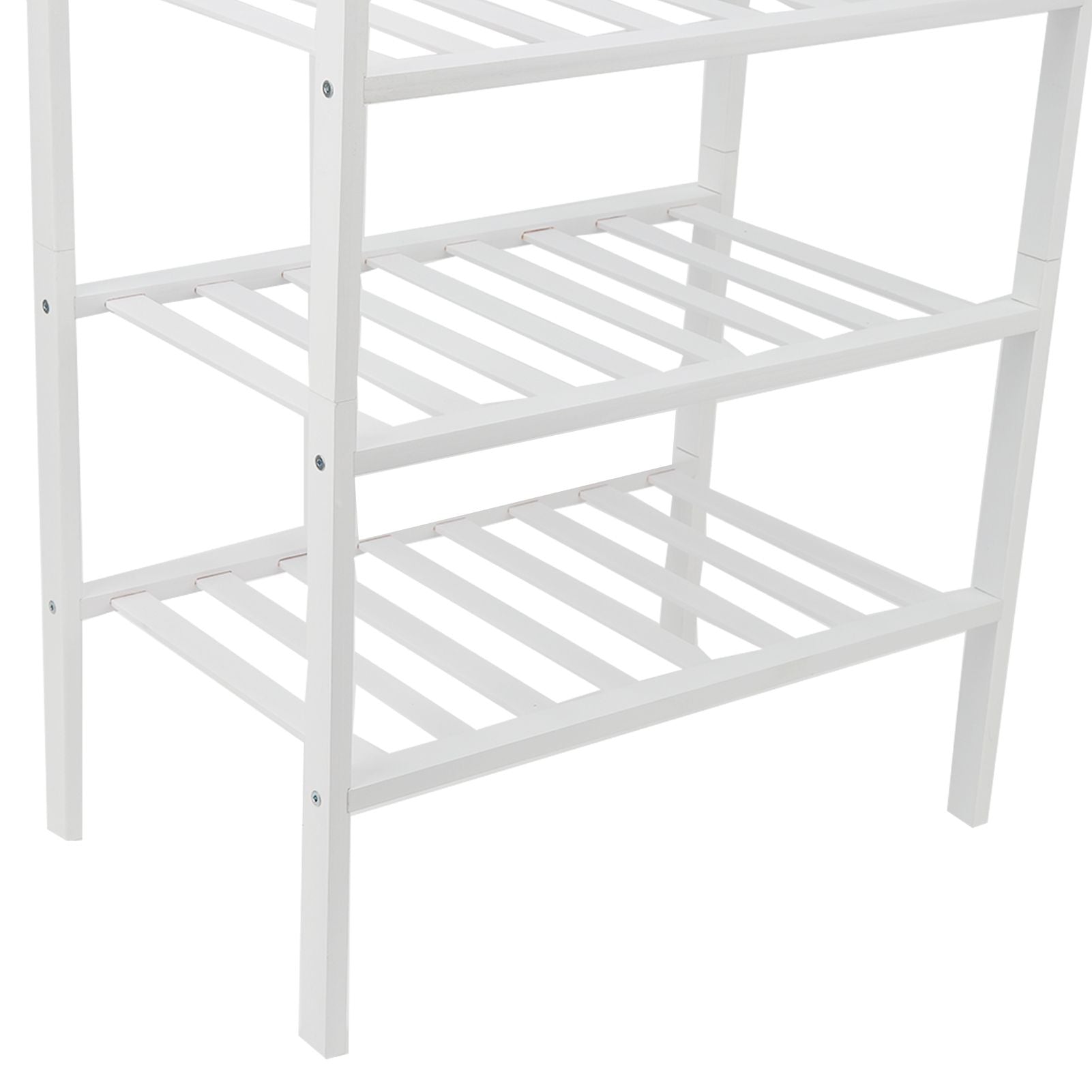 4 Tier Shoe Rack White Stackable Shoes Rack Organizer Multifunctional Bamboo Shoe Rack for Home Hotel Dorm V1294-YM0521-3117230094411