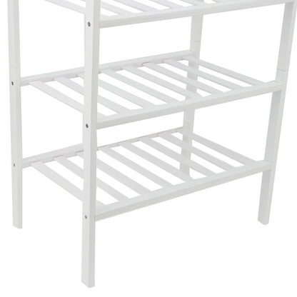 4 Tier Shoe Rack White Stackable Shoes Rack Organizer Multifunctional Bamboo Shoe Rack for Home Hotel Dorm V1294-YM0521-3117230094411
