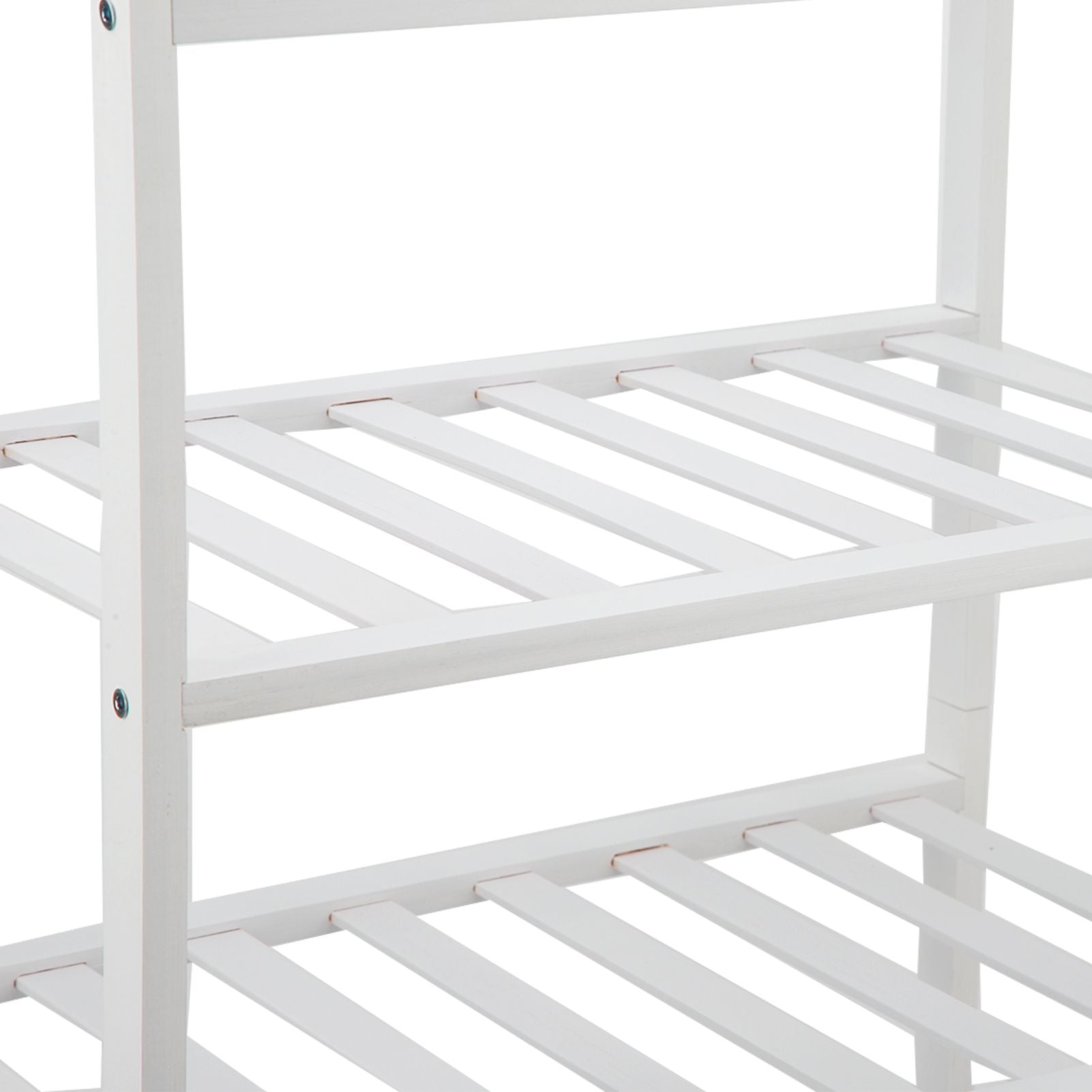 4 Tier Shoe Rack White Stackable Shoes Rack Organizer Multifunctional Bamboo Shoe Rack for Home Hotel Dorm V1294-YM0521-3117230094411