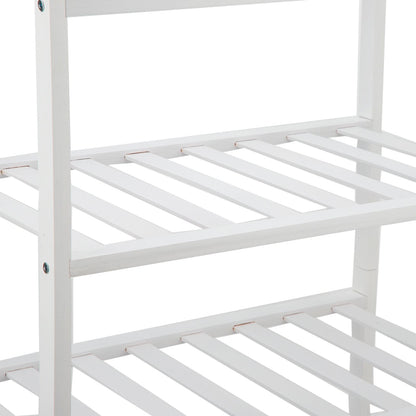 4 Tier Shoe Rack White Stackable Shoes Rack Organizer Multifunctional Bamboo Shoe Rack for Home Hotel Dorm V1294-YM0521-3117230094411