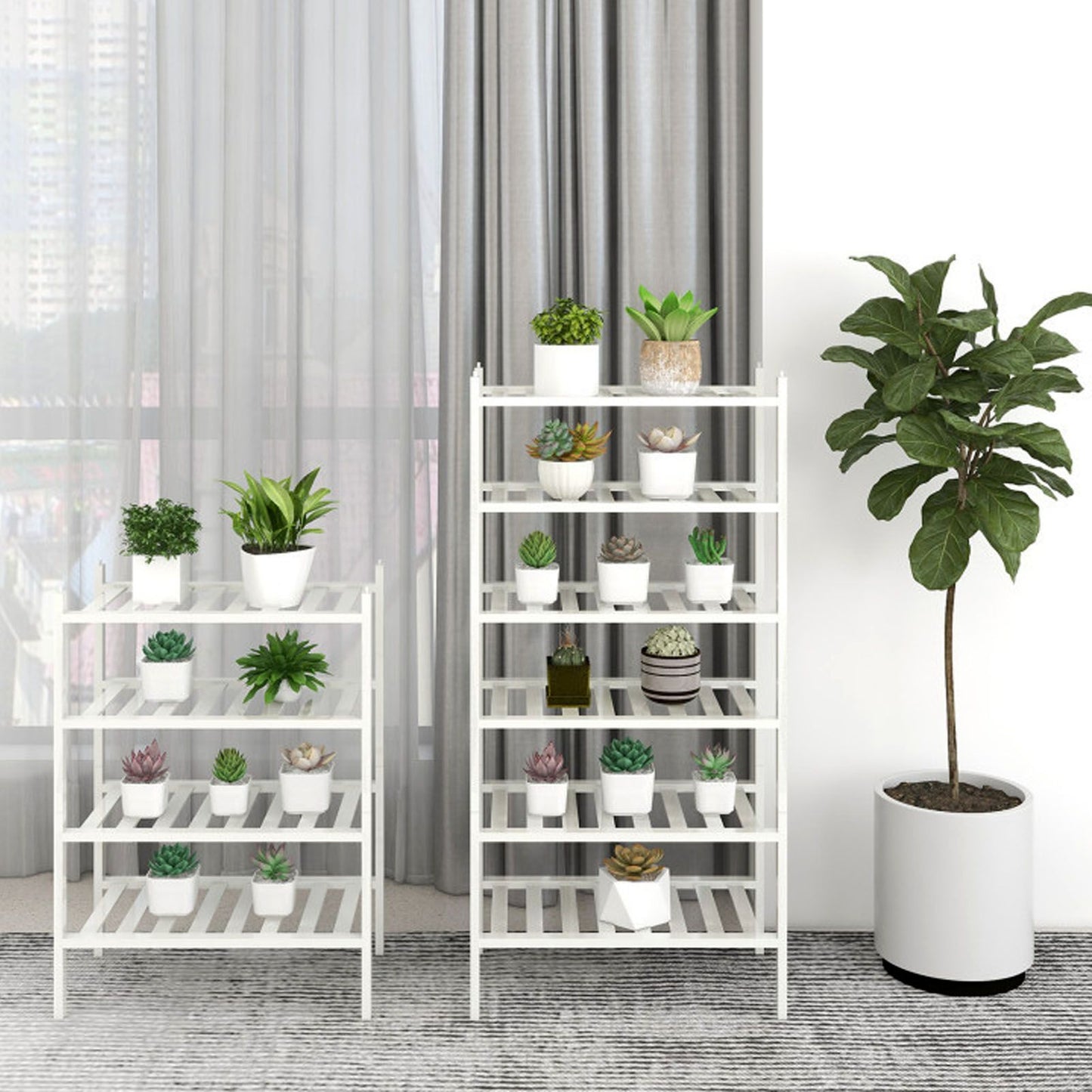 4 Tier Shoe Rack White Stackable Shoes Rack Organizer Multifunctional Bamboo Shoe Rack for Home Hotel Dorm V1294-YM0521-3117230094411