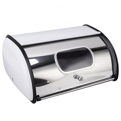 Bread Bin Bread Box Bread Holder Storage Container With Small Window for Kitchen Countertop White V1294-YM0521-3117230095612