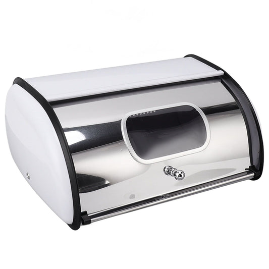 Bread Bin Bread Box Bread Holder Storage Container With Small Window for Kitchen Countertop White V1294-YM0521-3117230095612