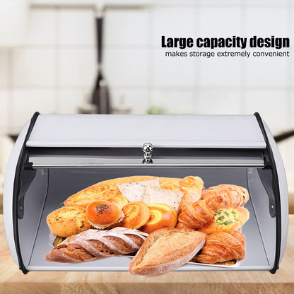 Bread Bin Bread Box Bread Holder Storage Container With Small Window for Kitchen Countertop White V1294-YM0521-3117230095612