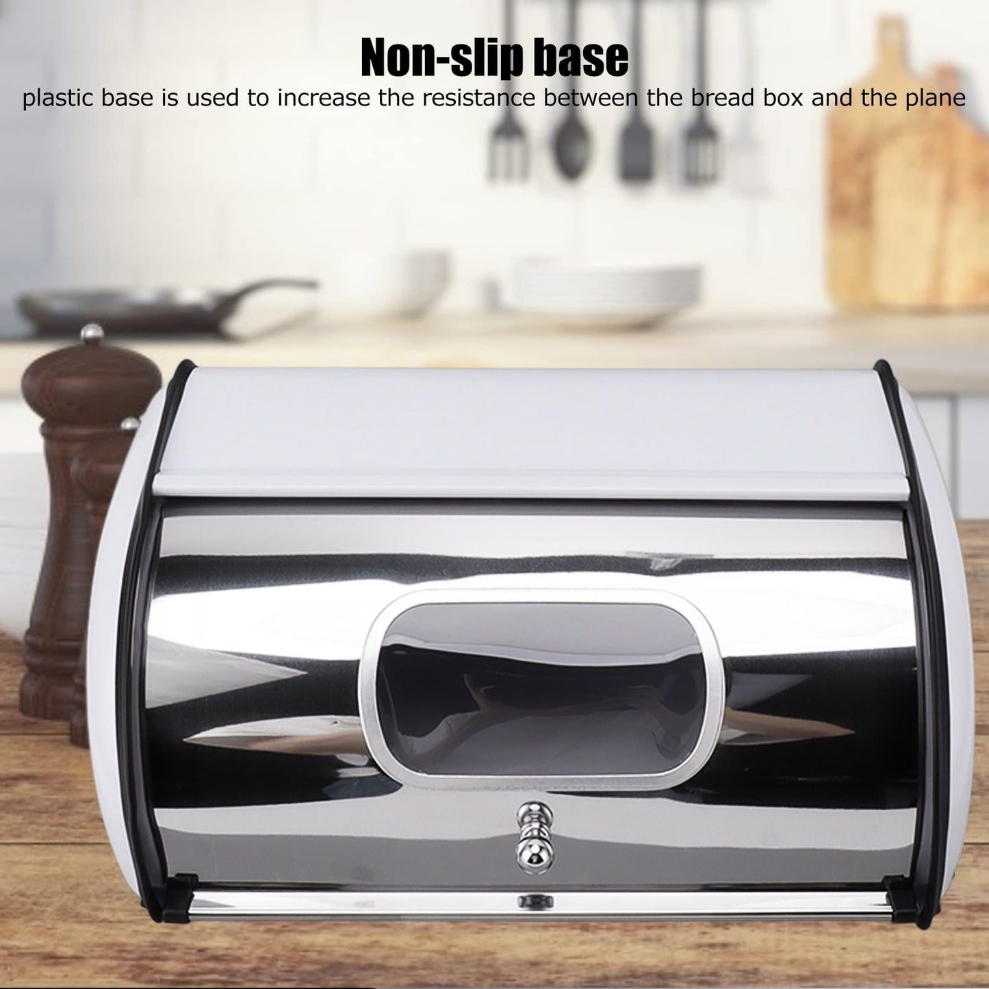 Bread Bin Bread Box Bread Holder Storage Container With Small Window for Kitchen Countertop White V1294-YM0521-3117230095612