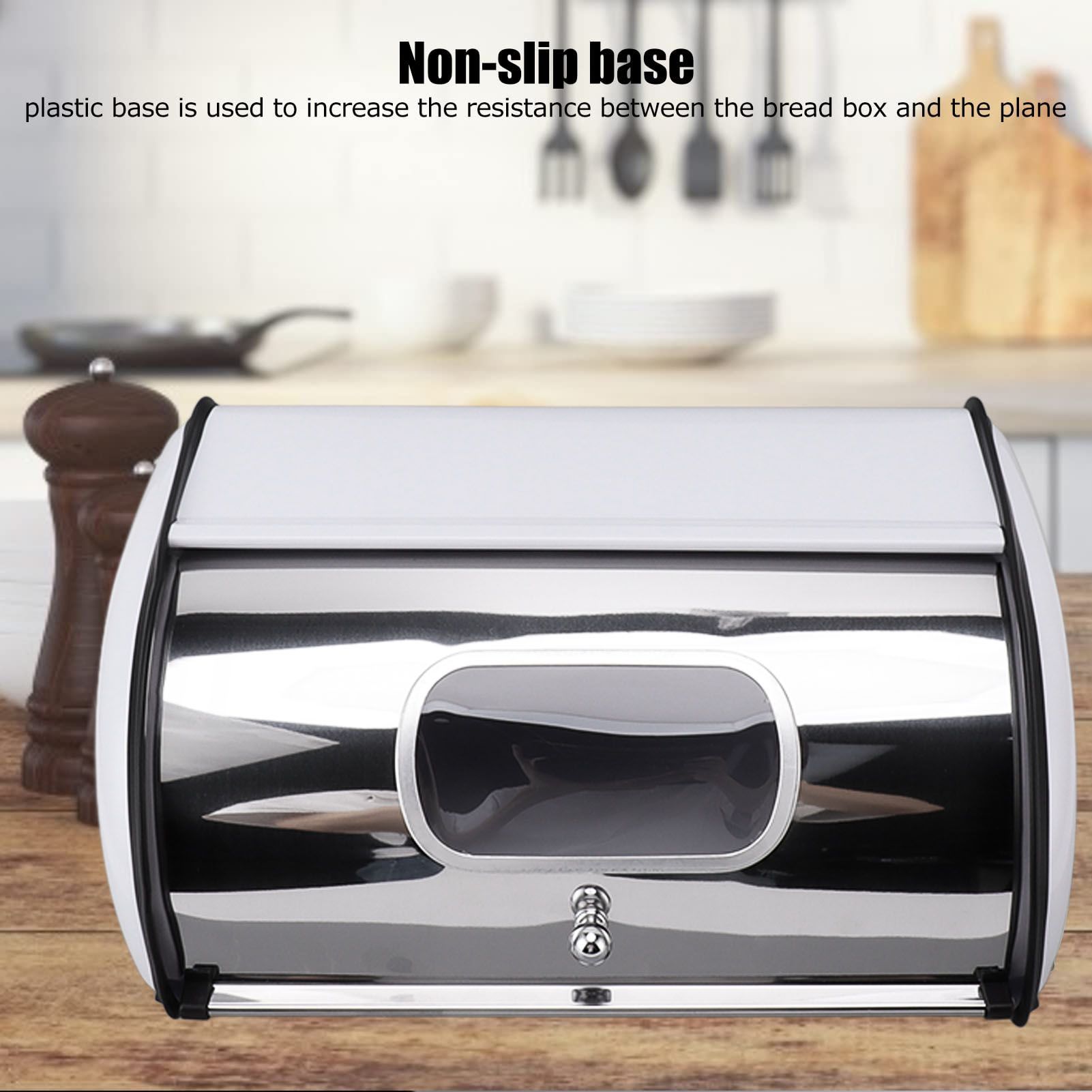 Bread Bin Bread Box Bread Holder Storage Container With Small Window for Kitchen Countertop White V1294-YM0521-3117230095612