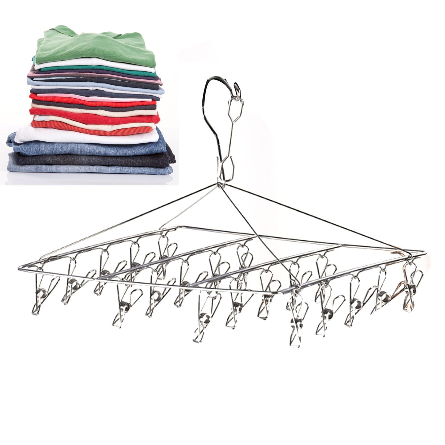 Clothes Drying Hanger Stainless Steel Multi Clip Laundry Drip Hanging Rack for Underwear Socks Hat No Loop V1294-YM0521-3117230096613