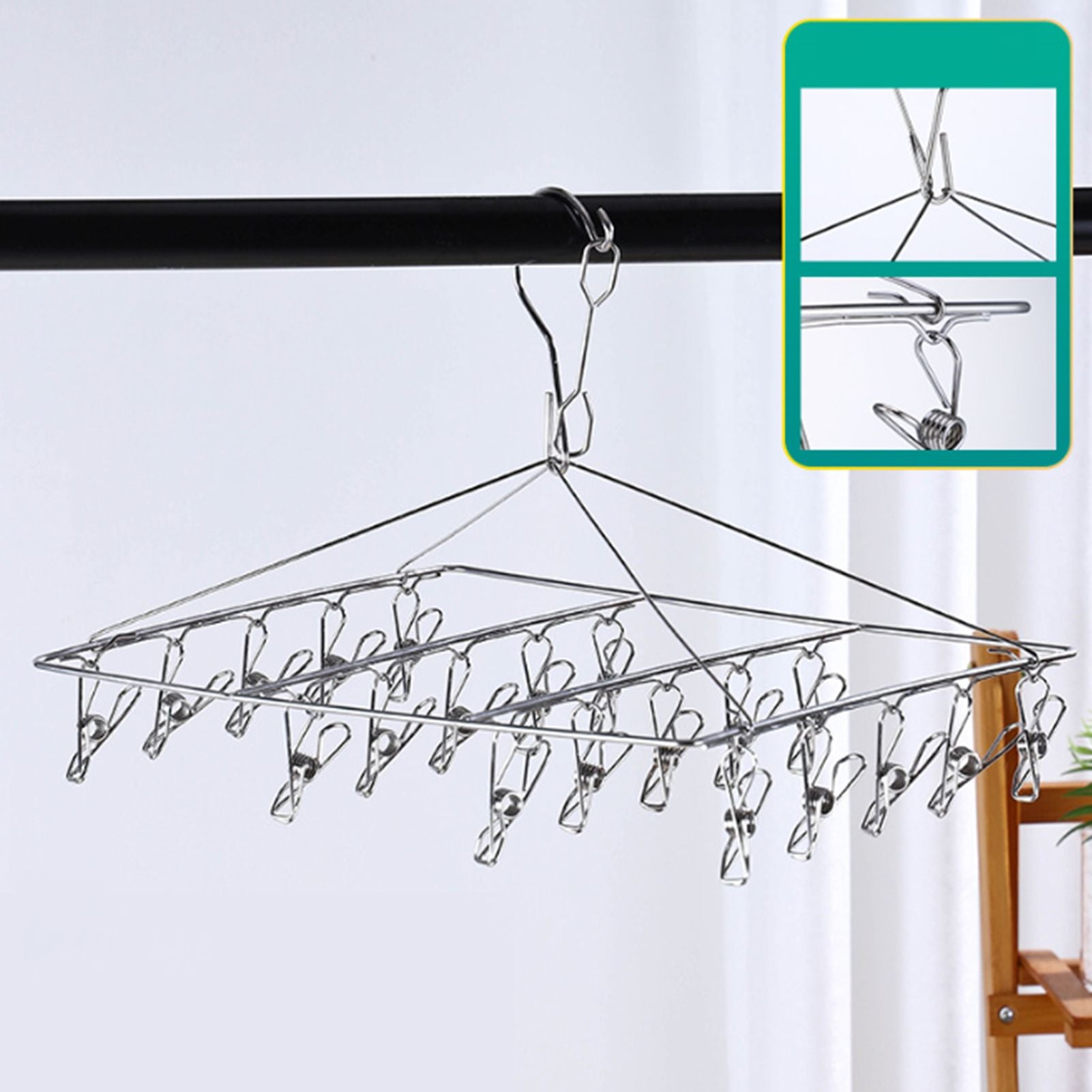 Clothes Drying Hanger Stainless Steel Multi Clip Laundry Drip Hanging Rack for Underwear Socks Hat No Loop V1294-YM0521-3117230096613