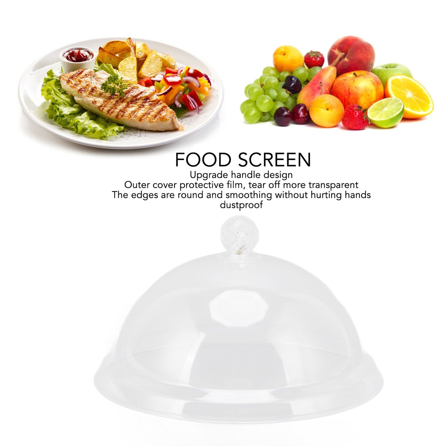 Food Cover Acrylic Transparent Thickened Fall Resistant Dustproof Food Preservation Cover with Handle 21cm V1294-YM0521-3118220300011