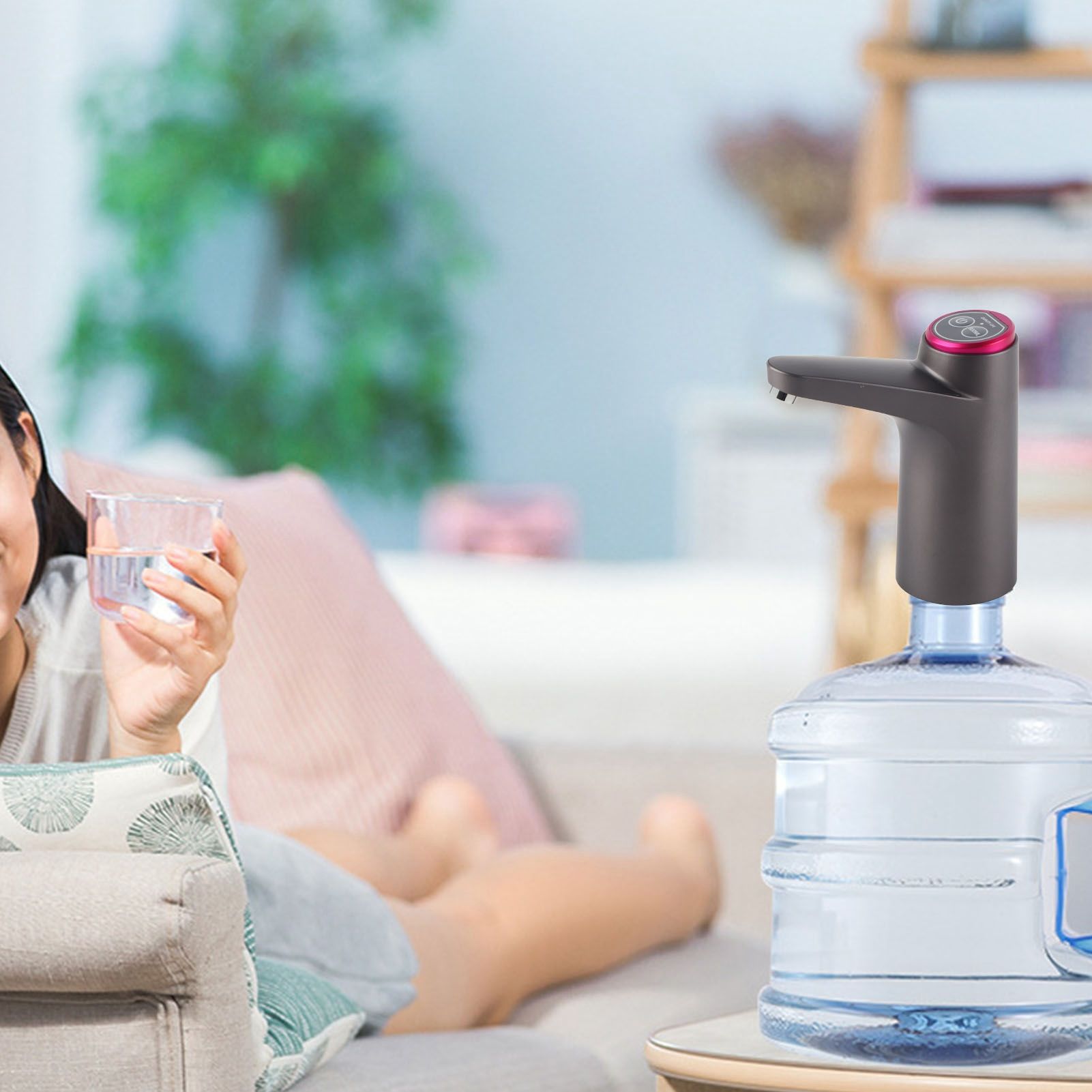 Automatic Water Dispenser USB Electric Water Bottle Pump for Camping Household Black Bulit in Battery V1294-YM0521-3118220307811