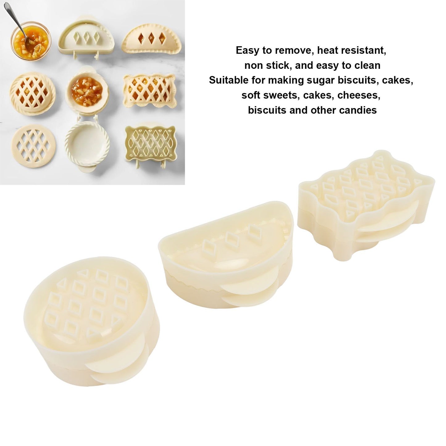 3PCS Pie Molds Set Environmentally Friendly ABS Mini Hand Pie Maker for Apple Pie Kitchen Christmas V1294-YM0521-3118220309011