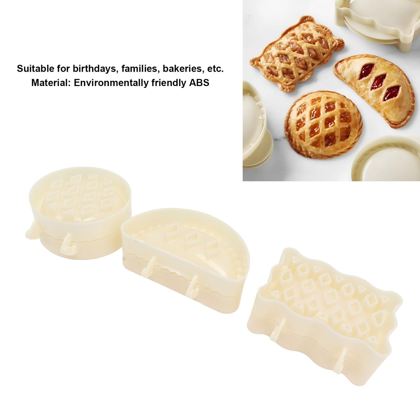 3PCS Pie Molds Set Environmentally Friendly ABS Mini Hand Pie Maker for Apple Pie Kitchen Christmas V1294-YM0521-3118220309011