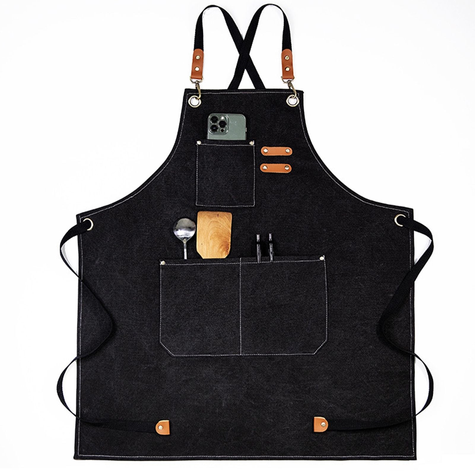 Work Apron Waterproof Breathable Adjustable Thickened Unisex Kitchen Apron with Pockets for BBQ Gardening V1294-YM0521-3118220312011