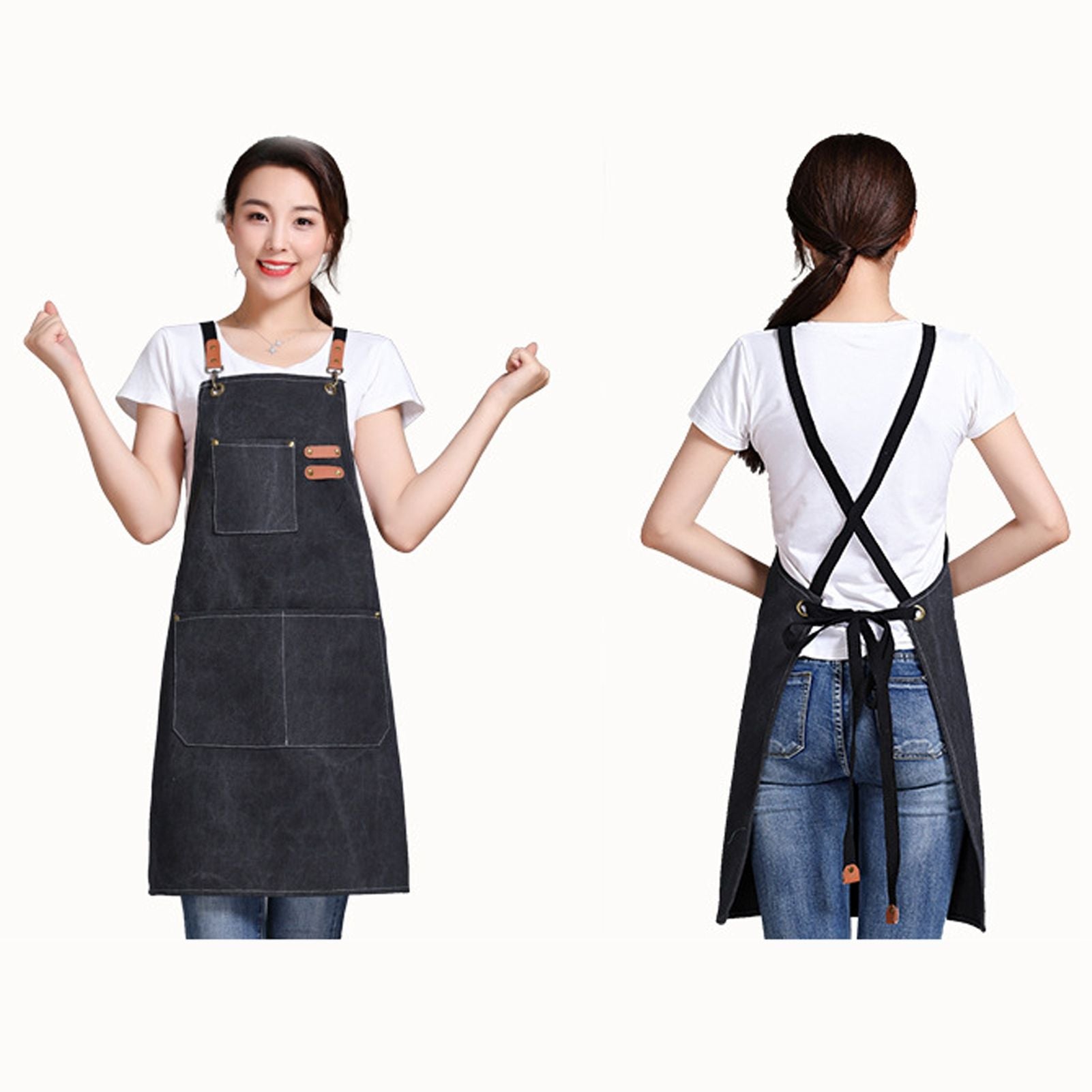 Work Apron Waterproof Breathable Adjustable Thickened Unisex Kitchen Apron with Pockets for BBQ Gardening V1294-YM0521-3118220312011