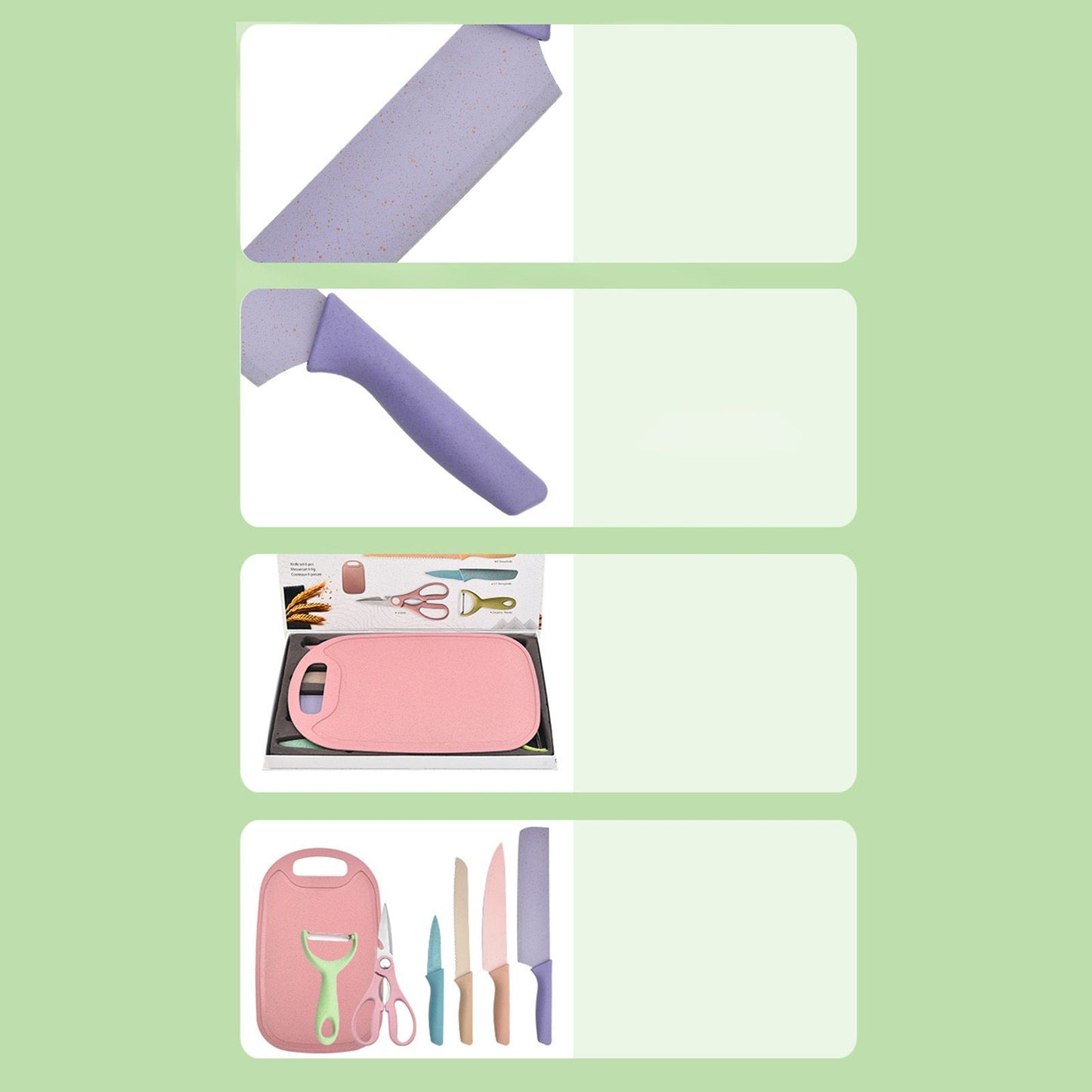 7 PCS Wheat Straw Knife Set Chef Knife Bread Knife Peeling Knife Scissors Peeler Cutter Kit with Chopping V1294-YM0521-3118220313611
