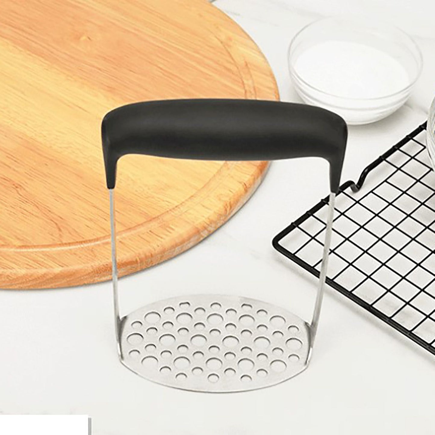 Stainless Steel Potato Masher Home Manual Potato Press Kitchen Sweet Potato Mud Mash Tool V1294-YM0521-3118220322811