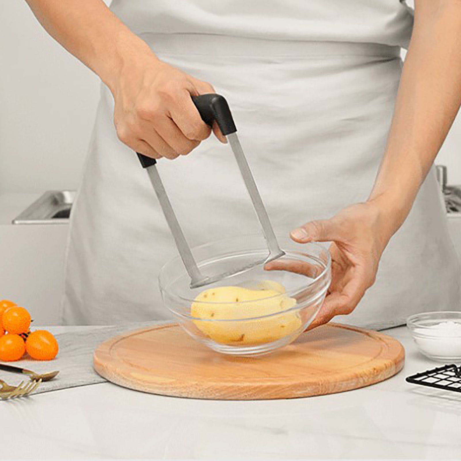 Stainless Steel Potato Masher Home Manual Potato Press Kitchen Sweet Potato Mud Mash Tool V1294-YM0521-3118220322811
