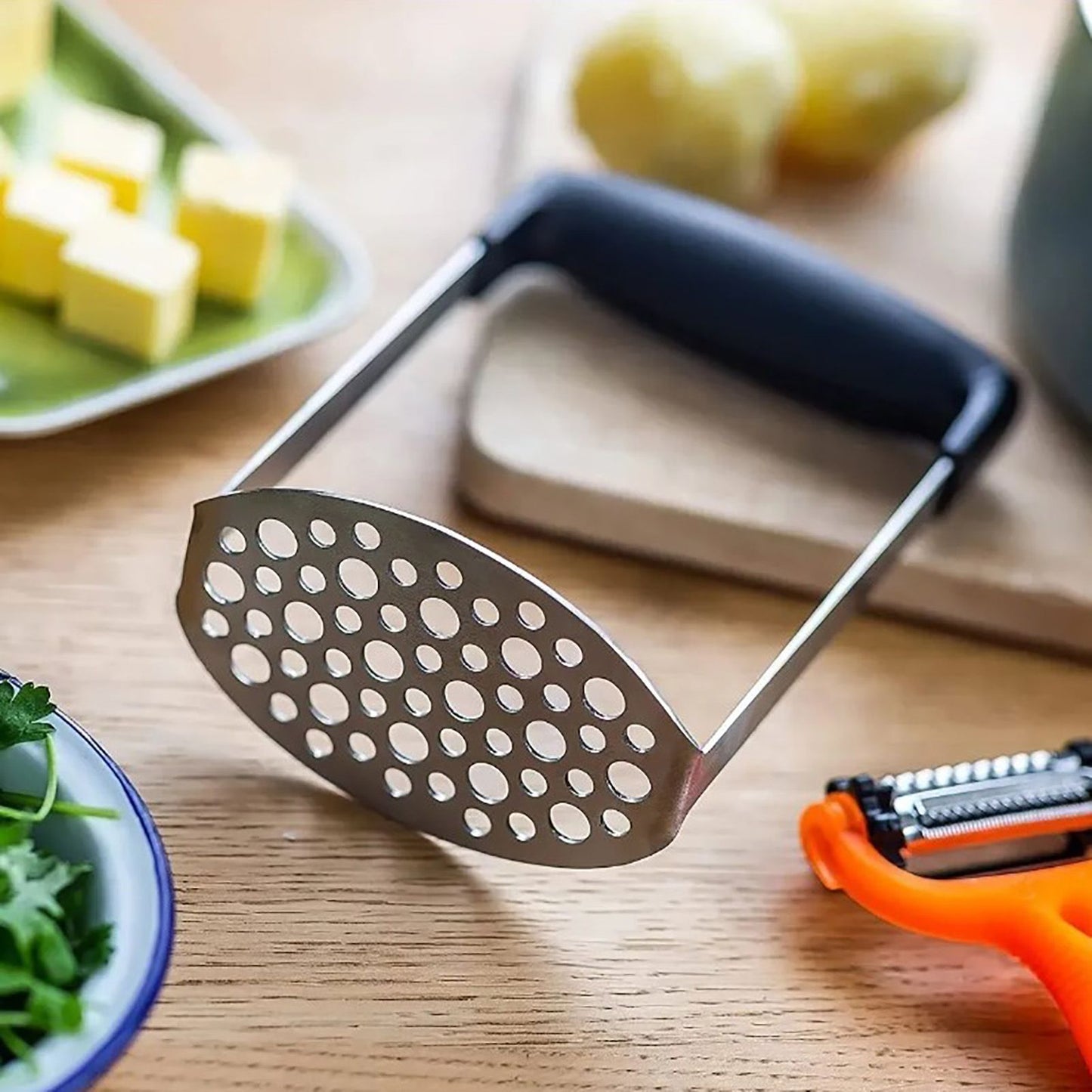 Stainless Steel Potato Masher Home Manual Potato Press Kitchen Sweet Potato Mud Mash Tool V1294-YM0521-3118220322811