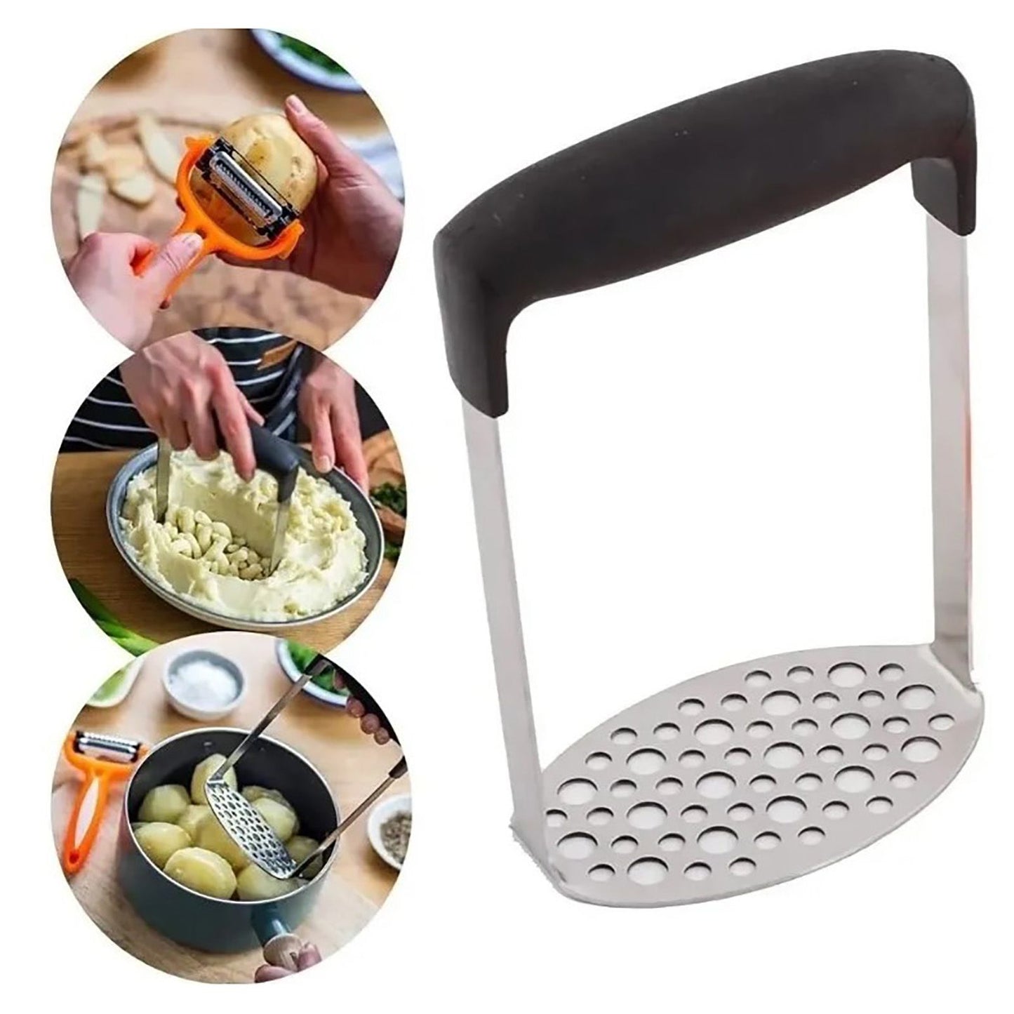 Stainless Steel Potato Masher Home Manual Potato Press Kitchen Sweet Potato Mud Mash Tool V1294-YM0521-3118220322811