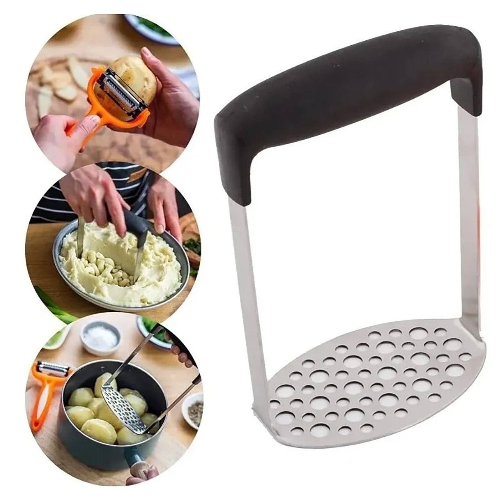 Stainless Steel Potato Masher Home Manual Potato Press Kitchen Sweet Potato Mud Mash Tool V1294-YM0521-3118220322811