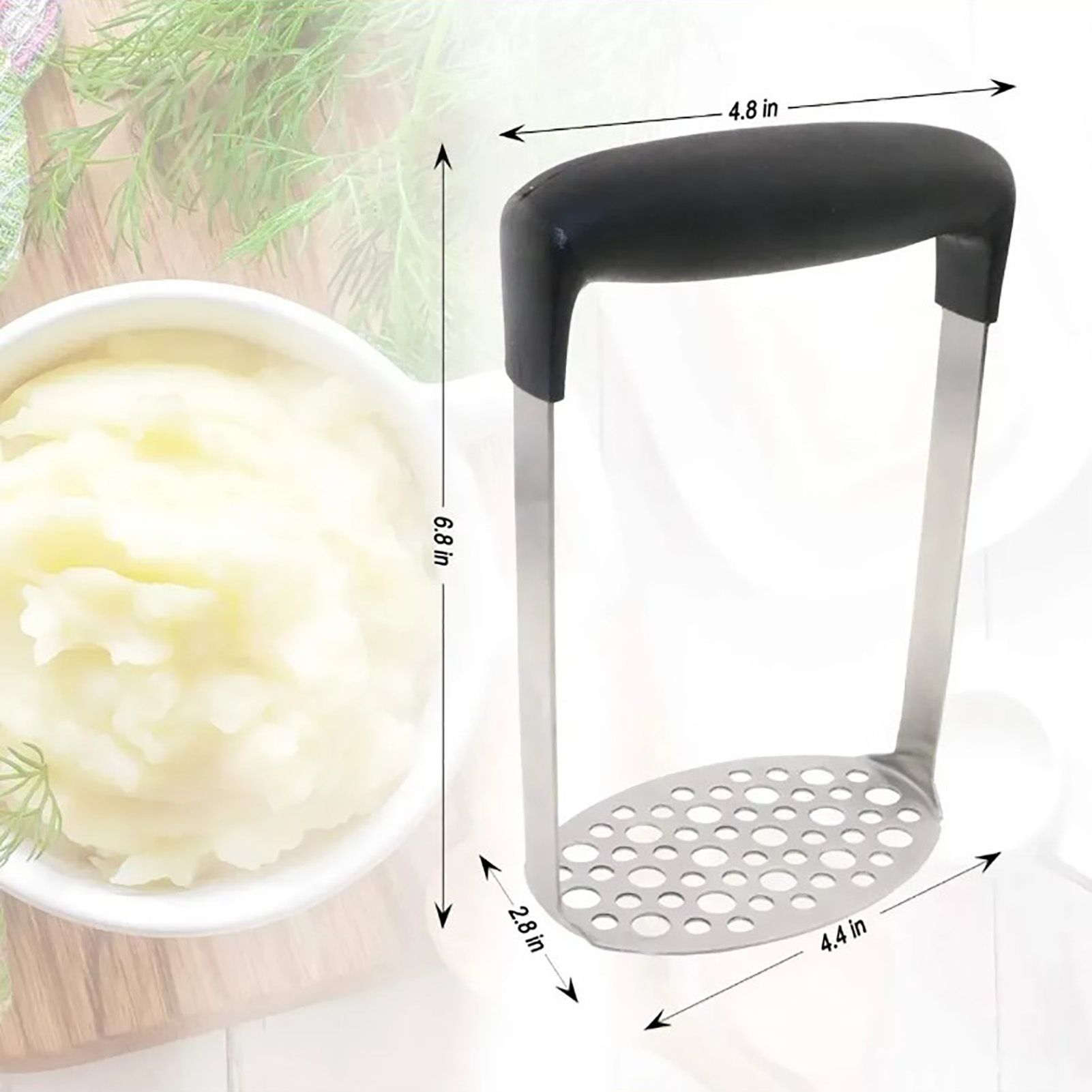 Stainless Steel Potato Masher Home Manual Potato Press Kitchen Sweet Potato Mud Mash Tool V1294-YM0521-3118220322811