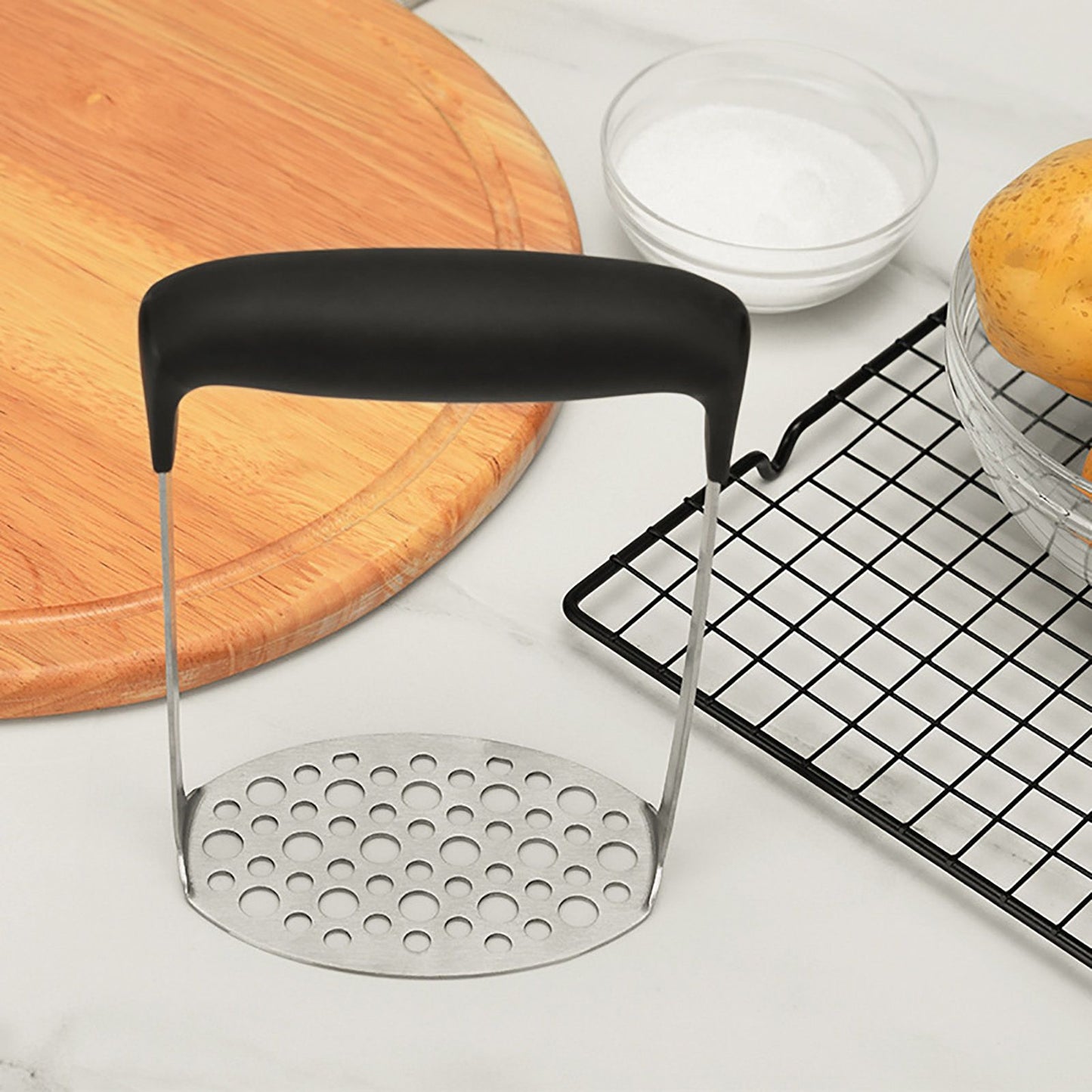 Stainless Steel Potato Masher Home Manual Potato Press Kitchen Sweet Potato Mud Mash Tool V1294-YM0521-3118220322811