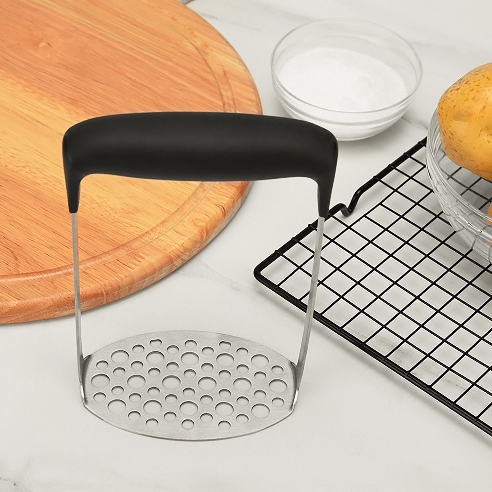 Stainless Steel Potato Masher Home Manual Potato Press Kitchen Sweet Potato Mud Mash Tool V1294-YM0521-3118220322811