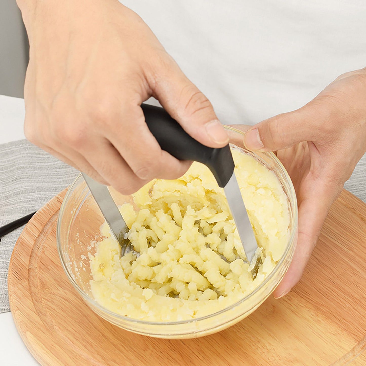 Stainless Steel Potato Masher Home Manual Potato Press Kitchen Sweet Potato Mud Mash Tool V1294-YM0521-3118220322811