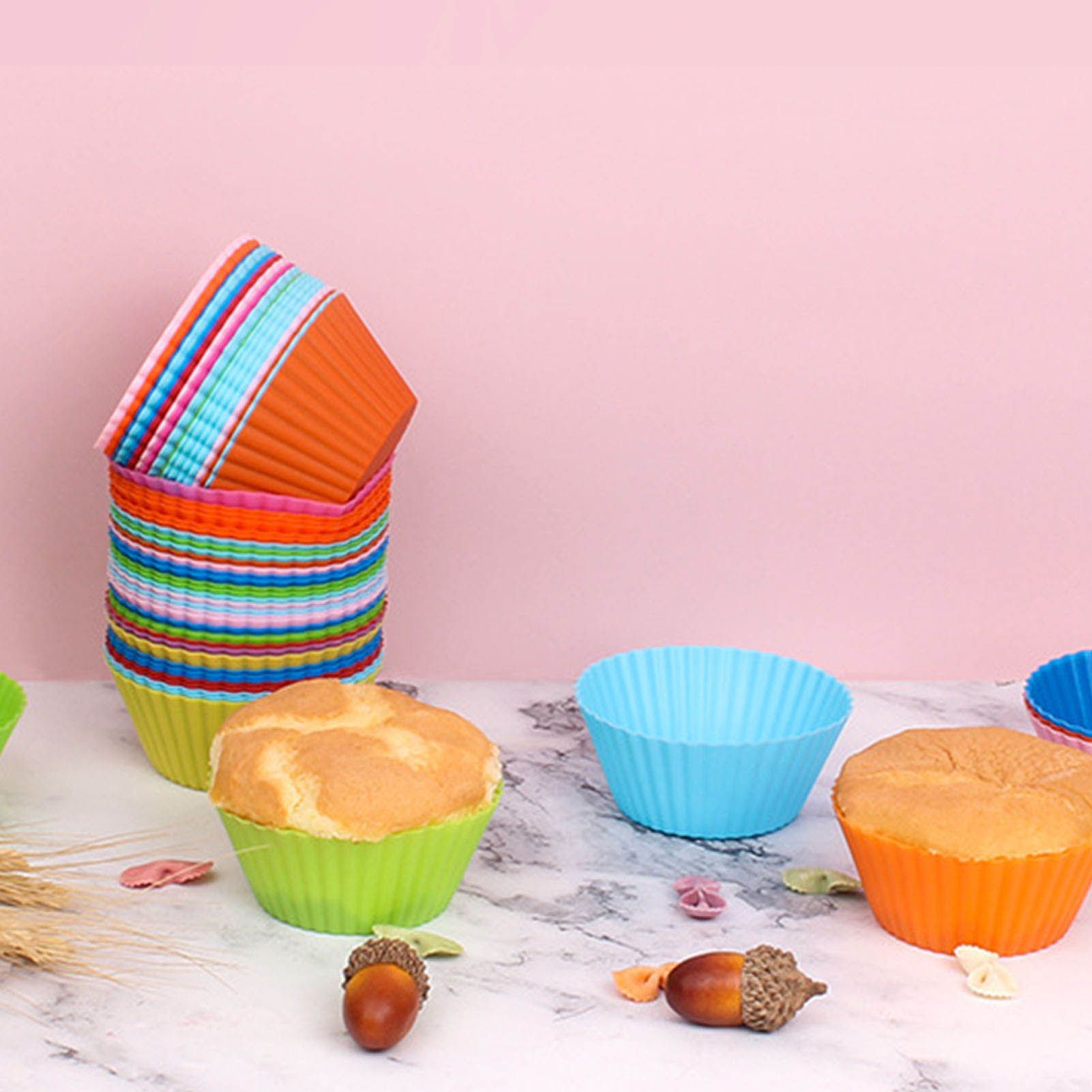 12pcs Silicone Baking Cups High Temperature Resistant Food Grade Silicone Muffin Cups for Party V1294-YM0521-3118220324311
