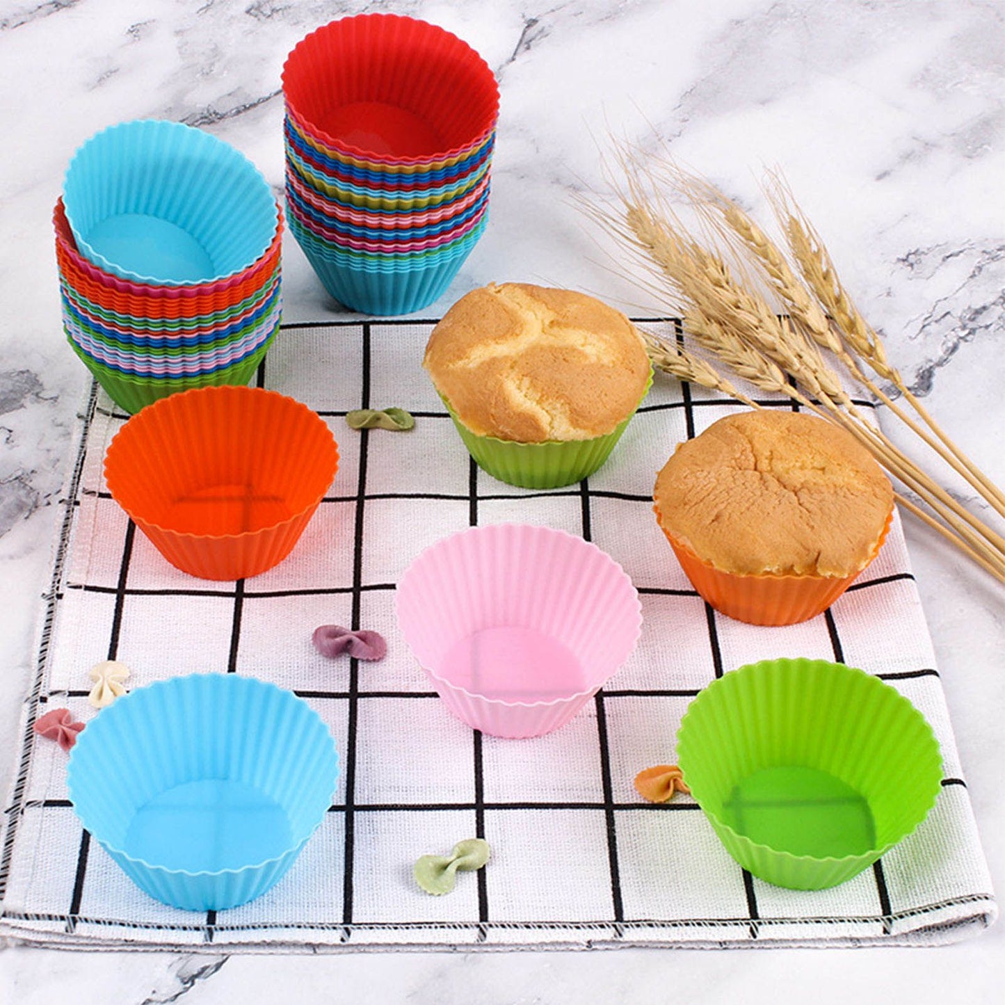 12pcs Silicone Baking Cups High Temperature Resistant Food Grade Silicone Muffin Cups for Party V1294-YM0521-3118220324311