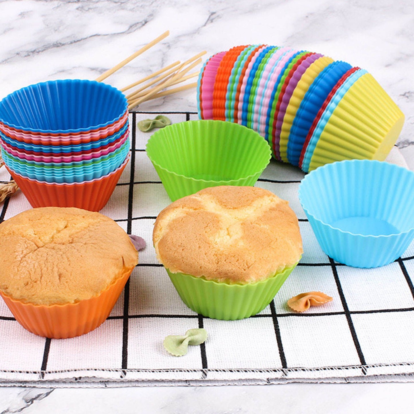 12pcs Silicone Baking Cups High Temperature Resistant Food Grade Silicone Muffin Cups for Party V1294-YM0521-3118220324311
