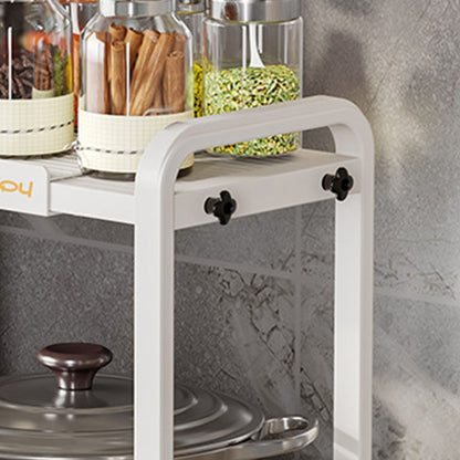 Tabletop Kitchen Storage Rack White Plastic Double Layers Telescopic Kitchen Shelf Organizer for Home Stove V1294-YM0521-3118220328711