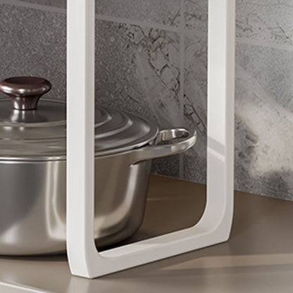 Tabletop Kitchen Storage Rack White Plastic Double Layers Telescopic Kitchen Shelf Organizer for Home Stove V1294-YM0521-3118220328711