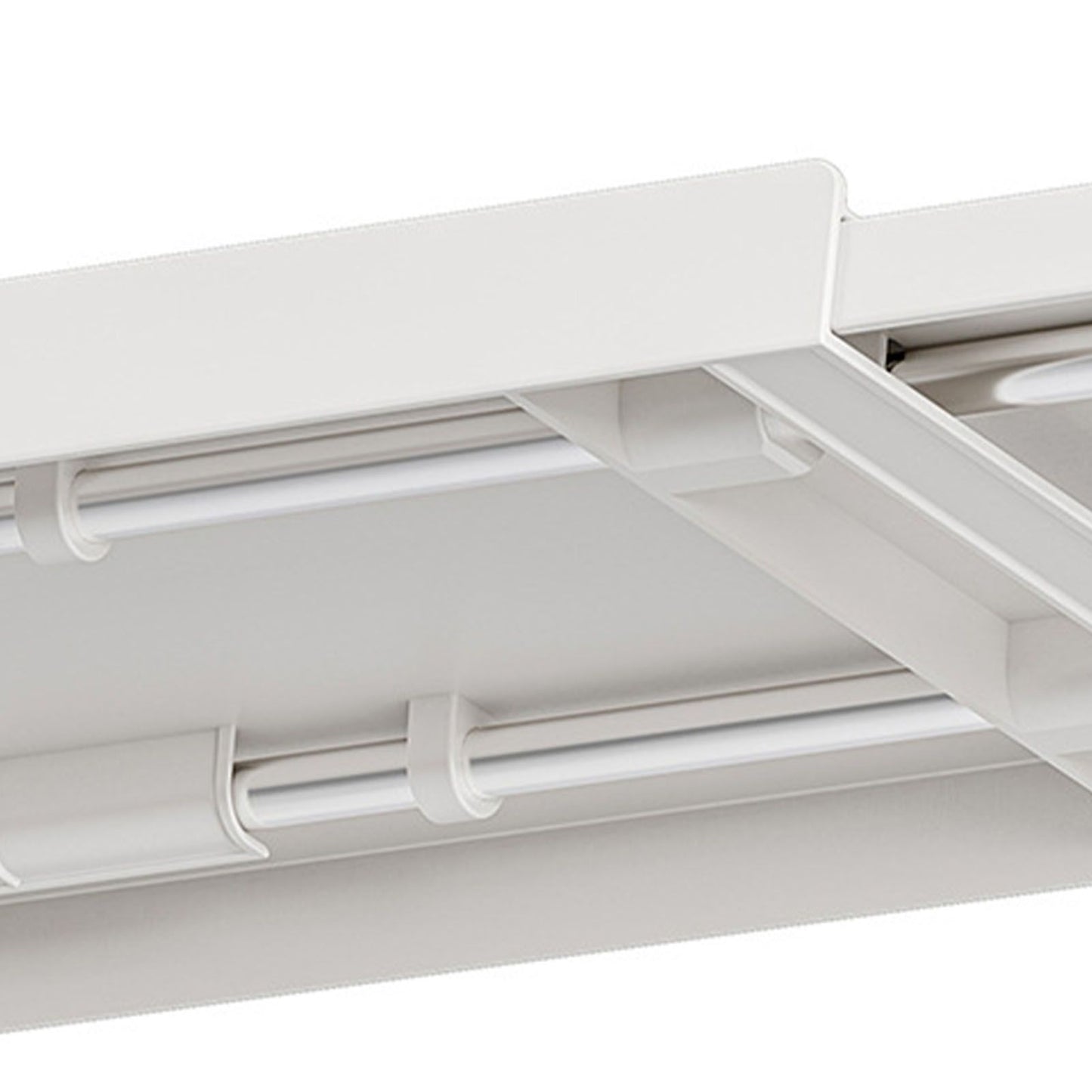 Tabletop Kitchen Storage Rack White Plastic Double Layers Telescopic Kitchen Shelf Organizer for Home Stove V1294-YM0521-3118220328711