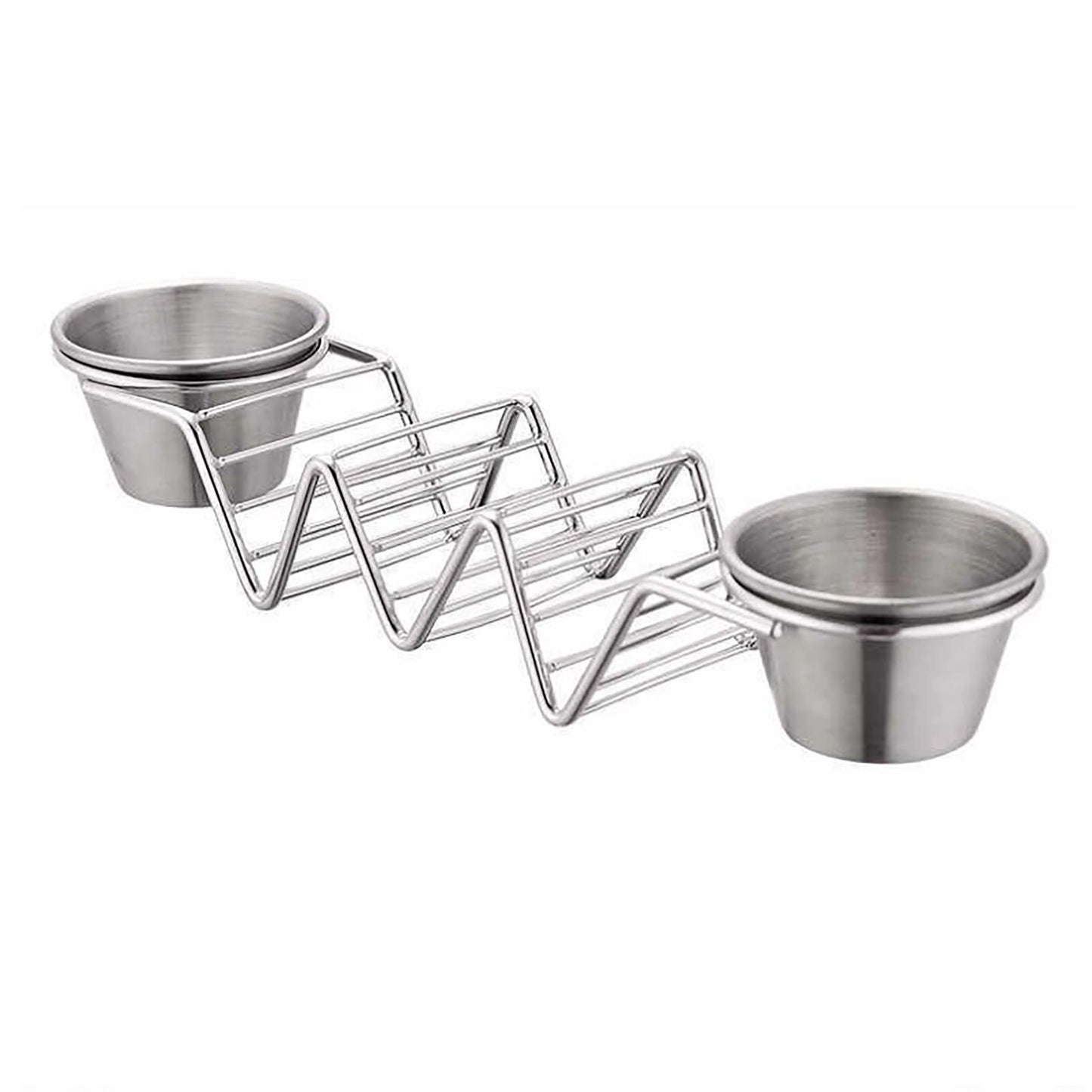 Taco Stand Stainless Steel 3 Grid V Shaped Glossy Taco Holder Rack for Kitchen Home with Double Side Sauce V1294-YM0521-3118220329312