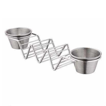Taco Stand Stainless Steel 3 Grid V Shaped Glossy Taco Holder Rack for Kitchen Home with Double Side Sauce V1294-YM0521-3118220329312