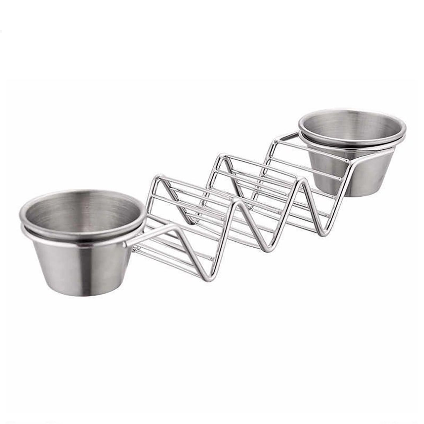 Taco Stand Stainless Steel 3 Grid V Shaped Glossy Taco Holder Rack for Kitchen Home with Double Side Sauce V1294-YM0521-3118220329312