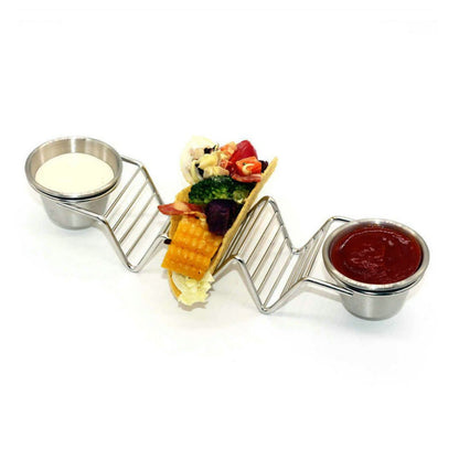 Taco Stand Stainless Steel 3 Grid V Shaped Glossy Taco Holder Rack for Kitchen Home with Double Side Sauce V1294-YM0521-3118220329312
