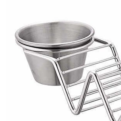 Taco Stand Stainless Steel 3 Grid V Shaped Glossy Taco Holder Rack for Kitchen Home with Double Side Sauce V1294-YM0521-3118220329312