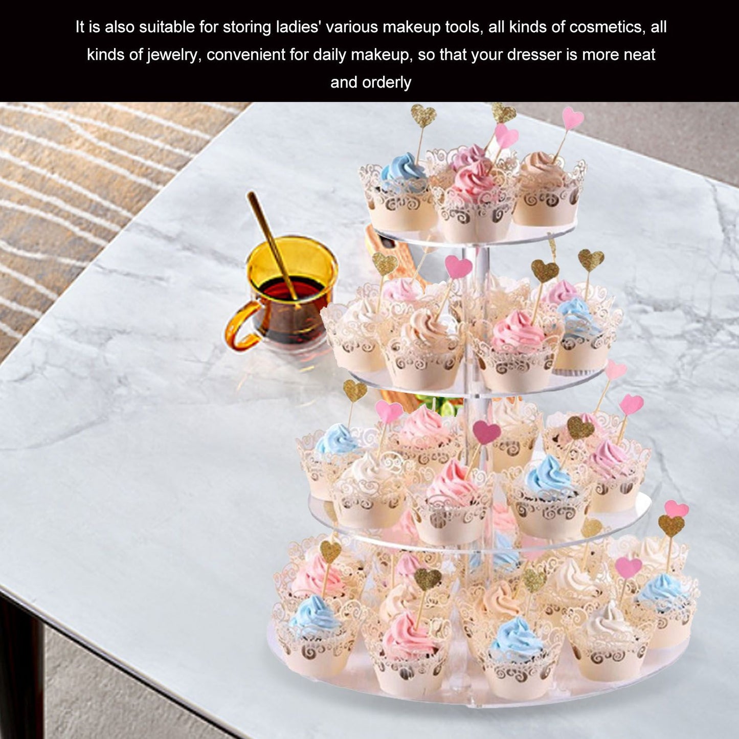 Cupcake Stand Multi Round Tiers Transparent Acrylic High Stability Cupcake Tower for Display Serving Party 4 V1294-YM0521-3118220330412