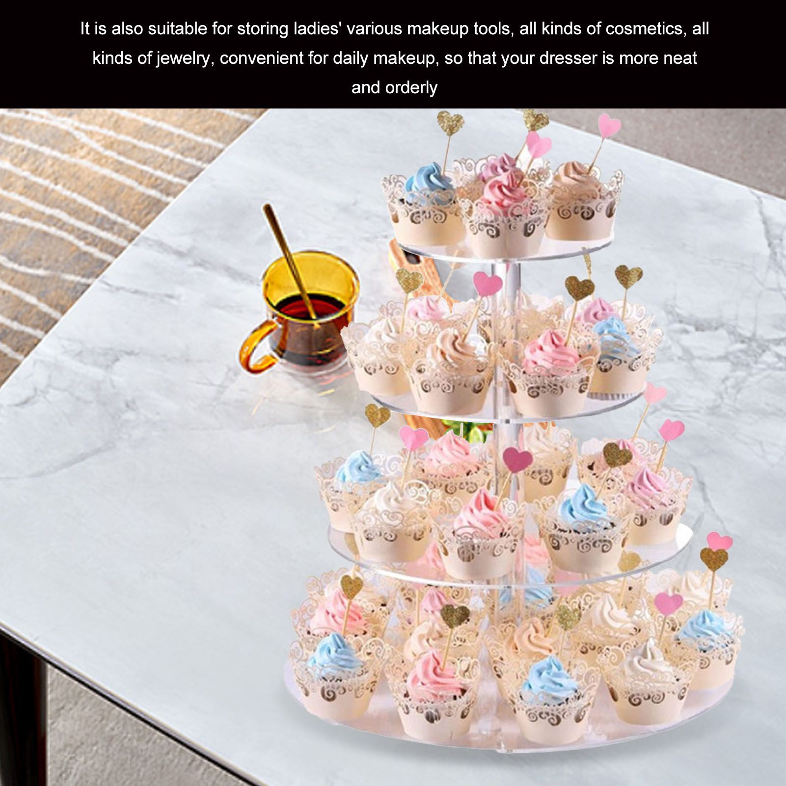 Cupcake Stand Multi Round Tiers Transparent Acrylic High Stability Cupcake Tower for Display Serving Party 4 V1294-YM0521-3118220330412
