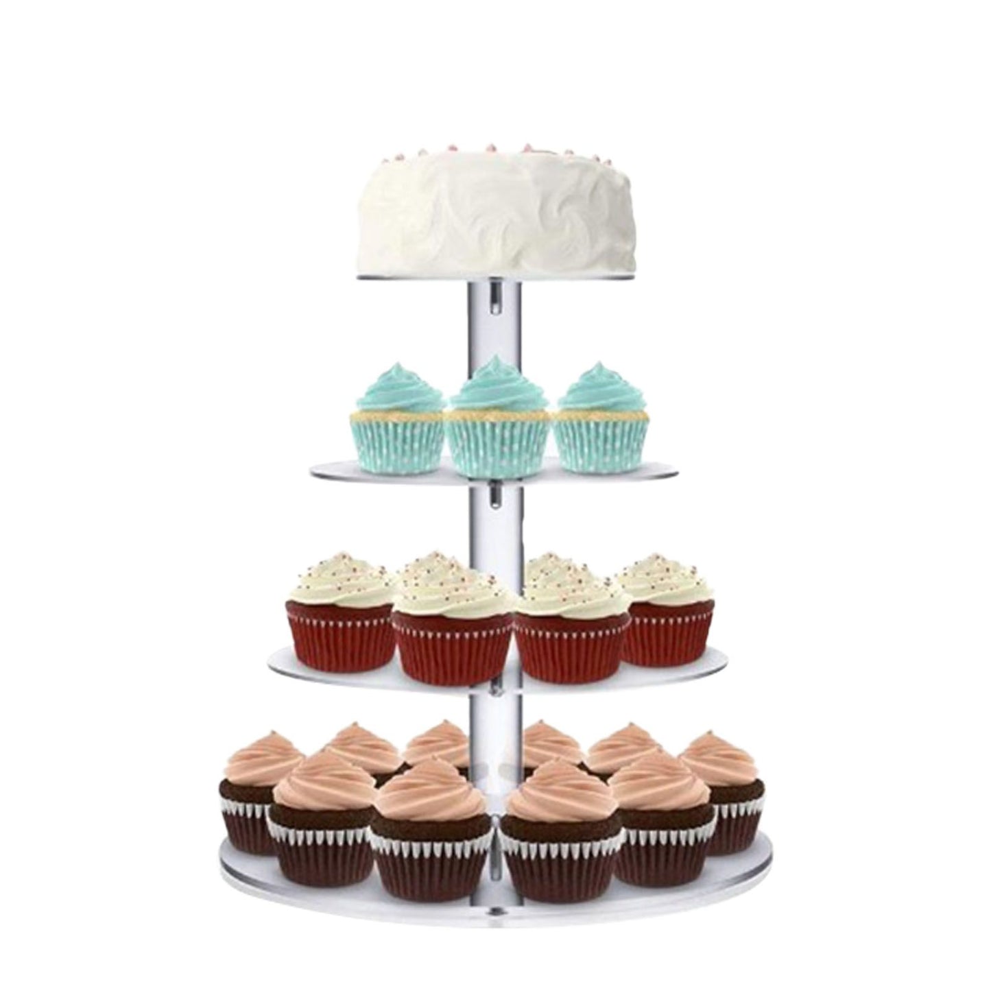 Cupcake Stand Multi Round Tiers Transparent Acrylic High Stability Cupcake Tower for Display Serving Party 4 V1294-YM0521-3118220330412