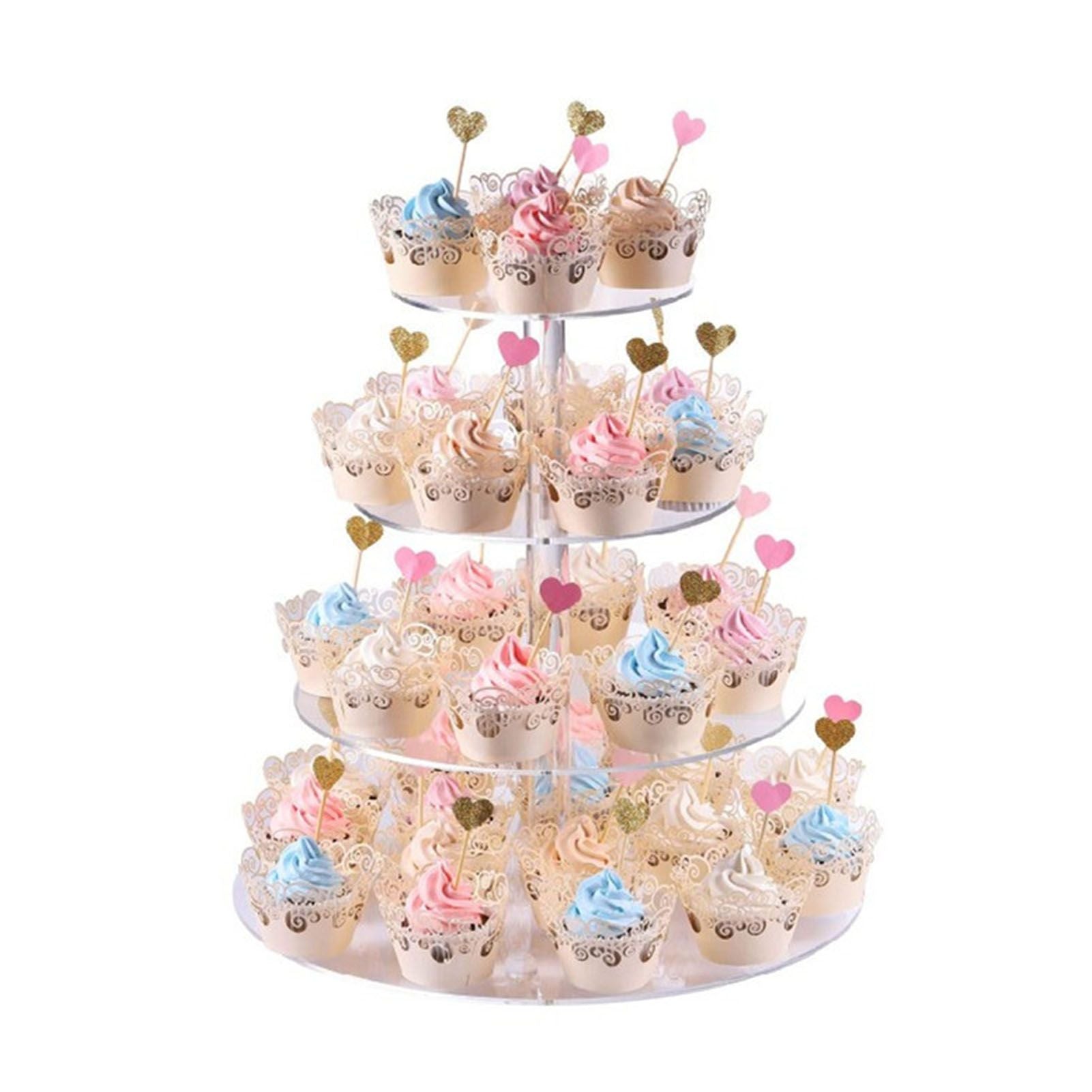 Cupcake Stand Multi Round Tiers Transparent Acrylic High Stability Cupcake Tower for Display Serving Party 4 V1294-YM0521-3118220330412