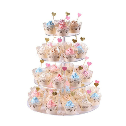 Cupcake Stand Multi Round Tiers Transparent Acrylic High Stability Cupcake Tower for Display Serving Party 4 V1294-YM0521-3118220330412