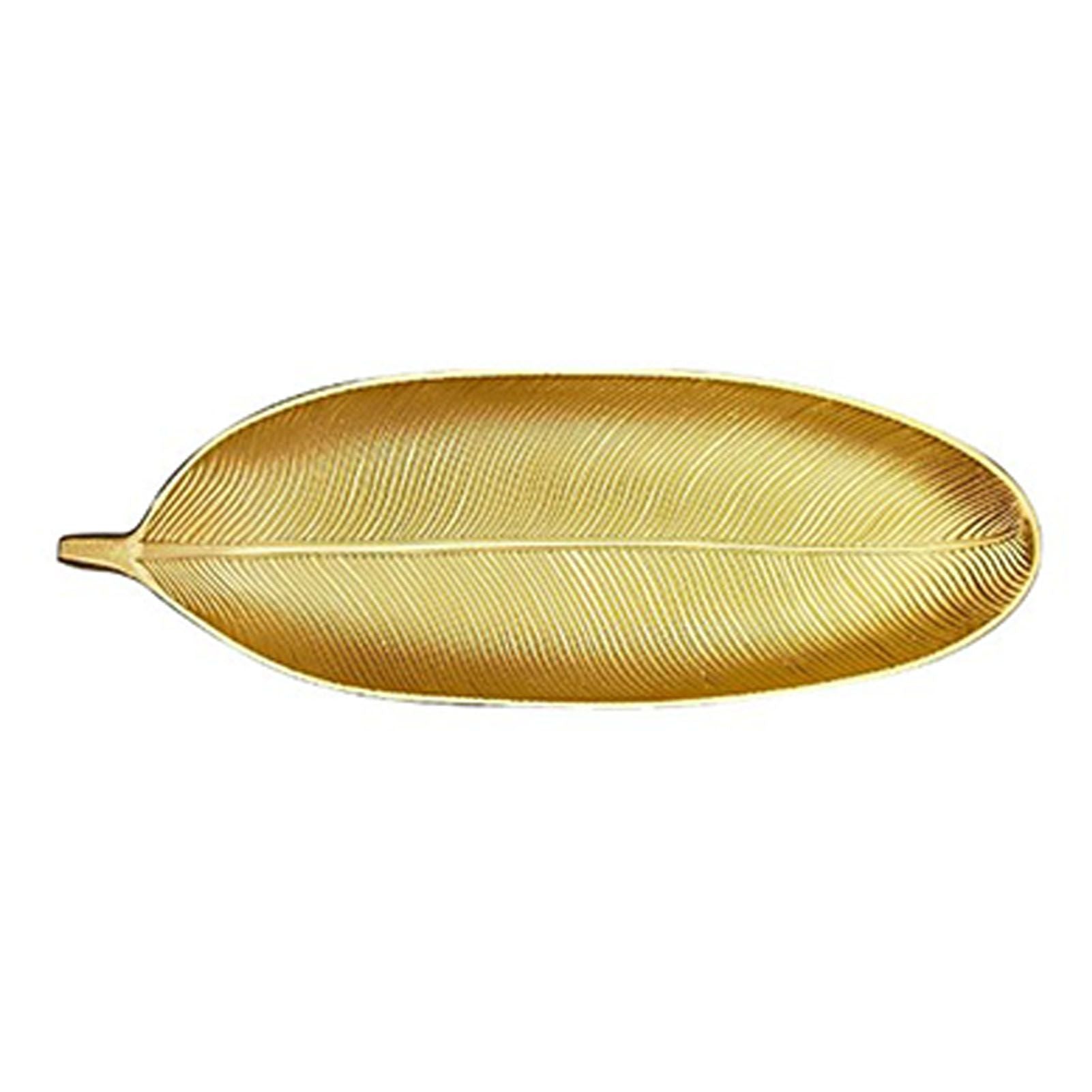 Fruit Plate Golden Style Leaf Shape Brushed Appearance Compact Density Board Serving Dessert Plate for Home S V1294-YM0521-3118220330811