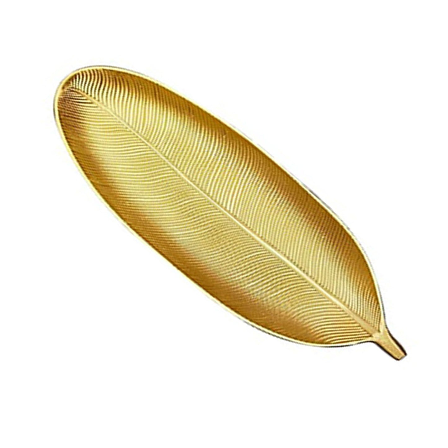 Fruit Plate Golden Style Leaf Shape Brushed Appearance Compact Density Board Serving Dessert Plate for Home S V1294-YM0521-3118220330811