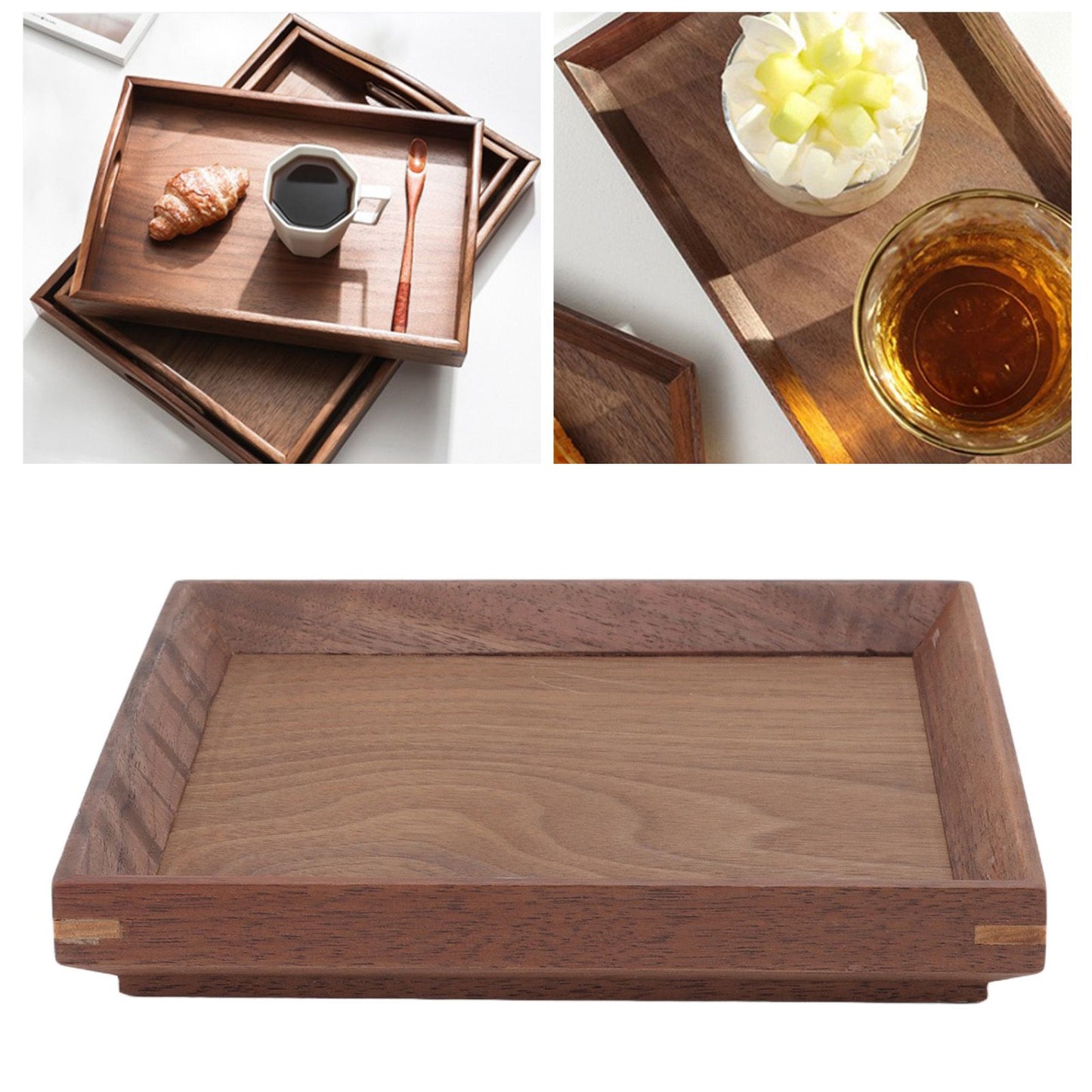 Black Walnut Tray Simple Fashion Serving Tray Serve Tea Fruit Cheese Wine Or Meals Small Square V1294-YM0521-3118220336911